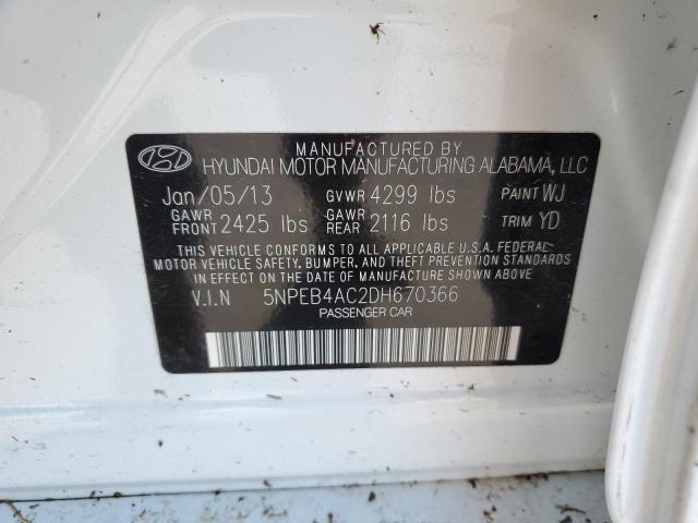 Photo 10 from auction – 2013 HYUNDAI SONATA GLS with VIN 5NPEB4AC2DH670366
