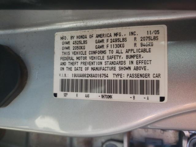 Photo 10 from auction – 2006 ACURA 3.2TL with VIN 19UUA662X6A016754