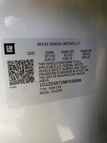 Photo 10 from auction – 2021 CHEVROLET MALIBU LT with VIN 1G1ZD5ST2MF032606