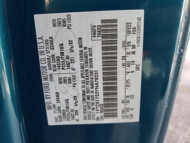 Photo 10 from auction – 2000 FORD F150 with VIN 1FTZX1722YNA78231