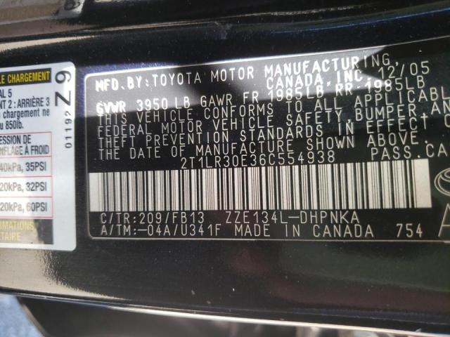 Photo 10 from auction – 2006 TOYOTA MATRIX with VIN 2T1LR30E36C554938