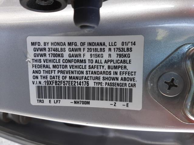 Photo 10 from auction – 2014 HONDA CIVIC LX with VIN 19XFB2F57EE214176