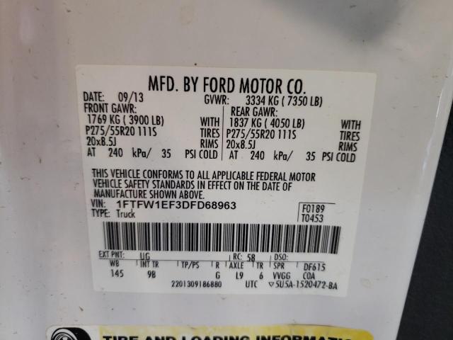 Photo 10 from auction – 2013 FORD F150 SUPER with VIN 1FTFW1EF3DFD68963