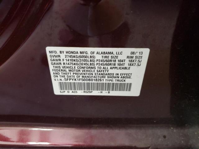 Photo 10 from auction – 2013 HONDA RIDGELINE with VIN 5FPYK1F50DB018261