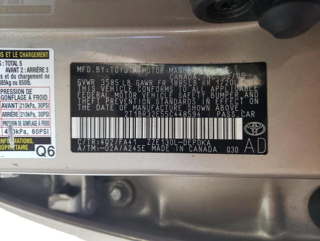 Photo 10 from auction – 2005 TOYOTA COROLLA with VIN 2T1BR32E55C448594
