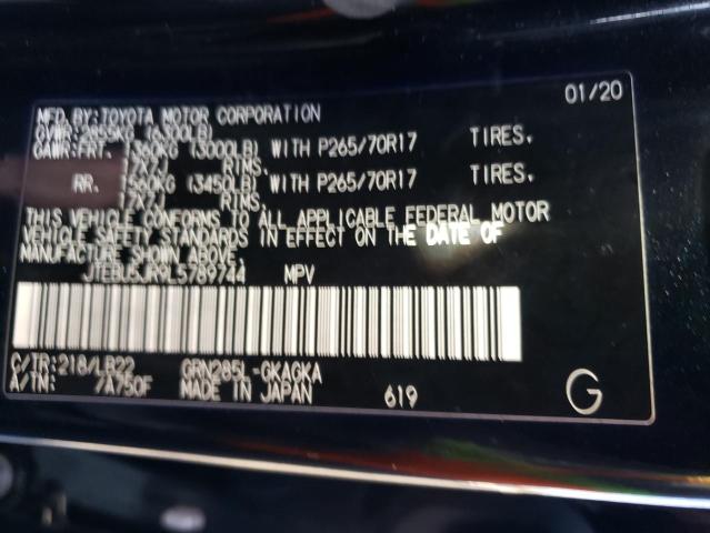Photo 10 from auction – 2020 TOYOTA 4RUNNER SR with VIN JTEBU5JR9L5789744