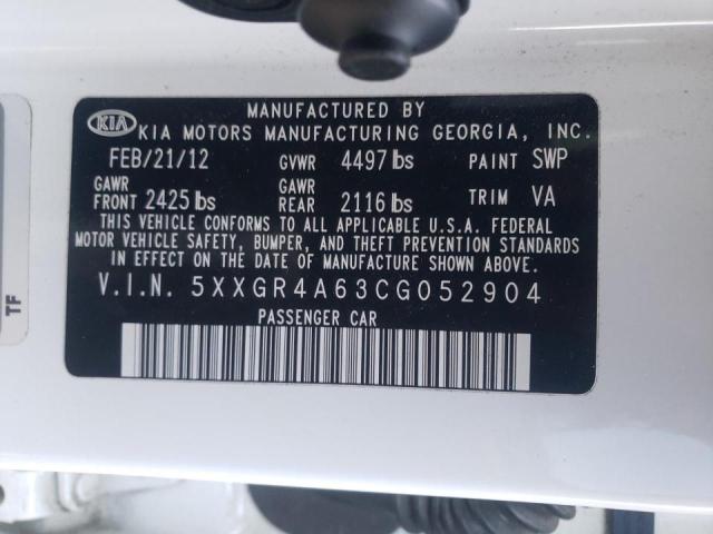 Photo 10 from auction – 2012 KIA OPTIMA SX with VIN 5XXGR4A63CG052904