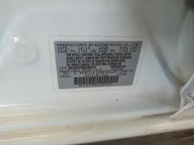 Photo 10 from auction – 2016 NISSAN VERSA S with VIN 3N1CN7AP8GL853121