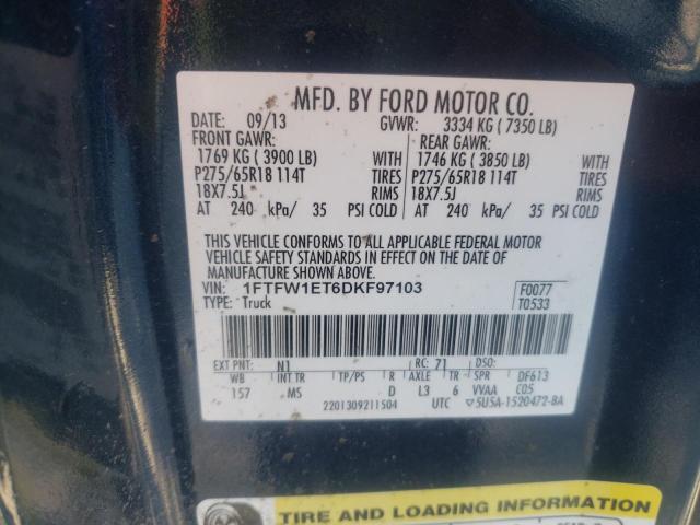Photo 10 from auction – 2013 FORD F150 SUPER with VIN 1FTFW1ET6DKF97103