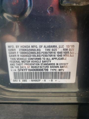 Photo 10 from auction – 2006 HONDA PILOT EX with VIN 5FNYF18406B008799