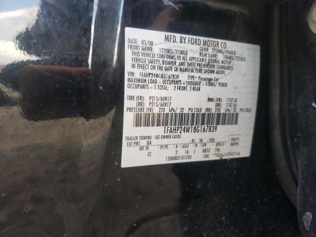 Photo 10 from auction – 2008 FORD TAURUS SEL with VIN 1FAHP24W18G167839
