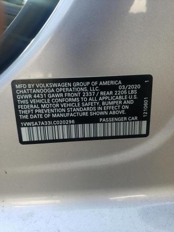 Photo 10 from auction – 2020 VOLKSWAGEN PASSAT SE with VIN 1VWSA7A33LC020296