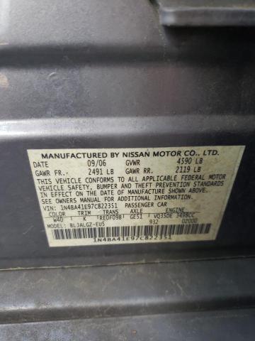 Photo 10 from auction – 2007 NISSAN MAXIMA SE with VIN 1N4BA41E97C822351
