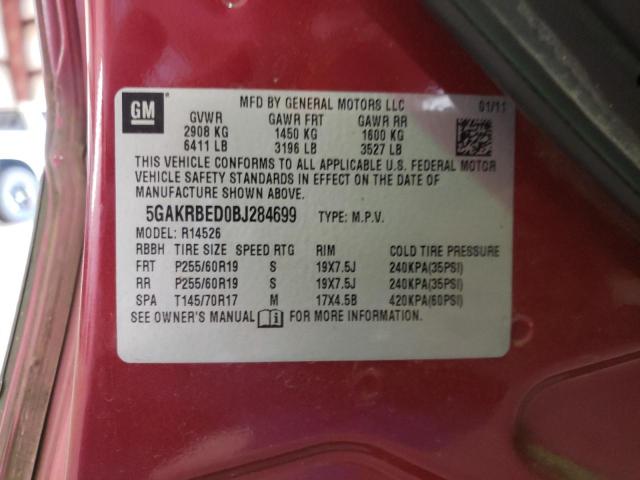 Photo 10 from auction – 2011 BUICK ENCLAVE CX with VIN 5GAKRBED0BJ284699