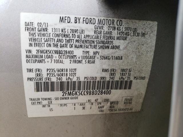Photo 10 from auction – 2011 FORD FLEX SEL with VIN 2FMGK5CC9BBD28400