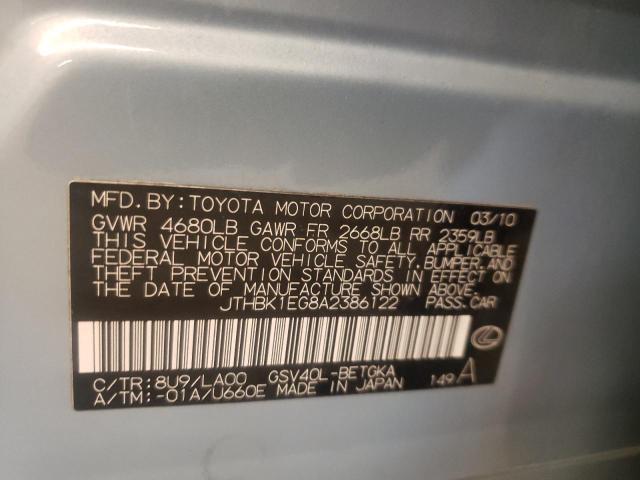 Photo 10 from auction – 2010 LEXUS ES 350 with VIN JTHBK1EG8A2386122