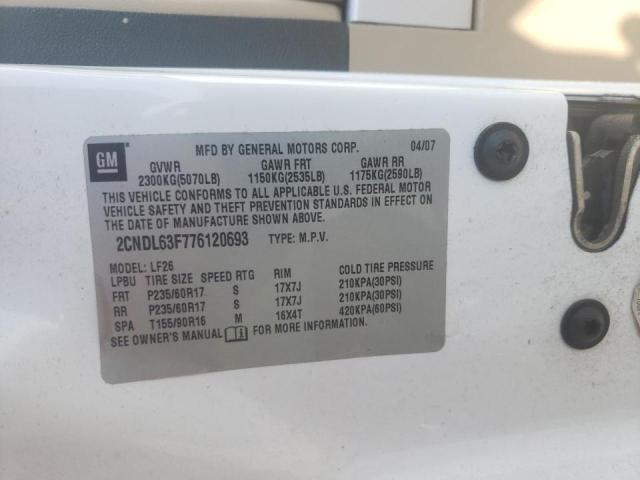Photo 10 from auction – 2007 CHEVROLET EQUINOX LT with VIN 2CNDL63F776120693