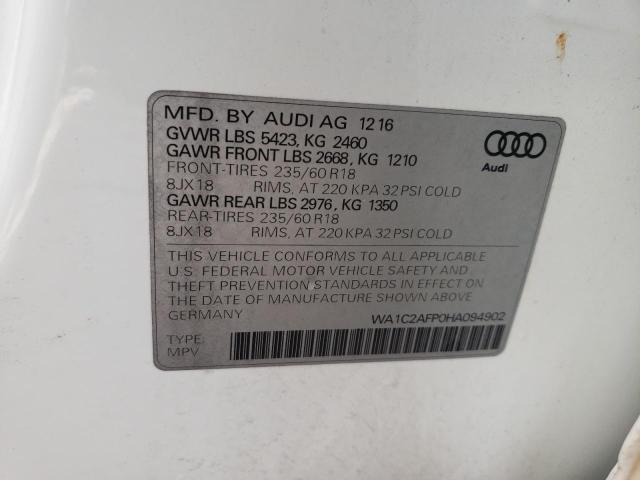 Photo 10 from auction – 2017 AUDI Q5 PREMIUM with VIN WA1C2AFP0HA094902