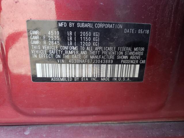 Photo 10 from auction – 2018 SUBARU LEGACY 2.5 with VIN 4S3BNAF67J3043889