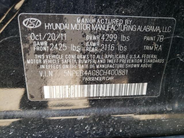 Photo 10 from auction – 2012 HYUNDAI SONATA GLS with VIN 5NPEB4AC8CH400881