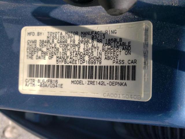 Photo 10 from auction – 2013 TOYOTA COROLLA BA with VIN 5YFBU4EE1DP169979