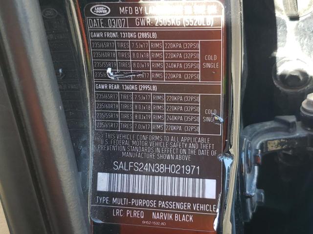 Photo 10 from auction – 2008 LAND ROVER LR2 SE TEC with VIN SALFS24N38H021971