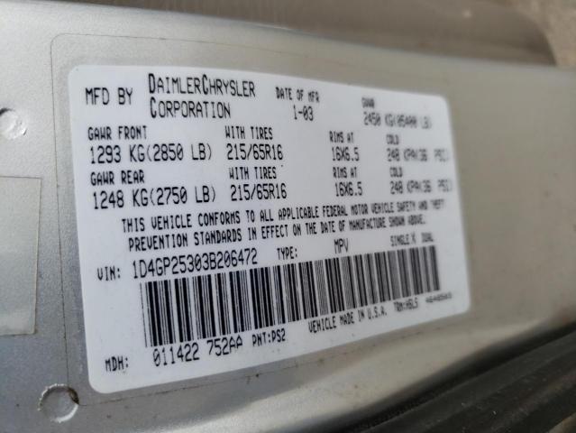 Photo 10 from auction – 2003 DODGE CARAVAN SE with VIN 1D4GP25303B206472