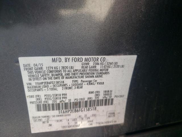 Photo 10 from auction – 2015 FORD TAURUS SEL with VIN 1FAHP2E86FG158518