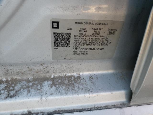 Photo 10 from auction – 2019 CHEVROLET SONIC LT with VIN 1G1JD5SB2K4127809