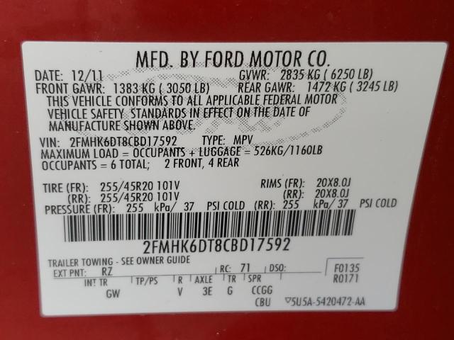 Photo 10 from auction – 2012 FORD FLEX with VIN 2FMHK6DT8CBD17592
