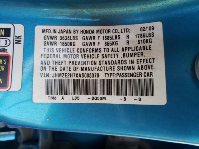 Photo 10 from auction – 2010 HONDA INSIGHT EX with VIN JHMZE2H7XAS003370