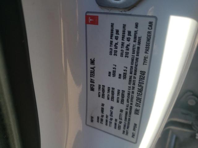 Photo 10 from auction – 2018 TESLA MODEL 3 with VIN 5YJ3E1EA6JF076248