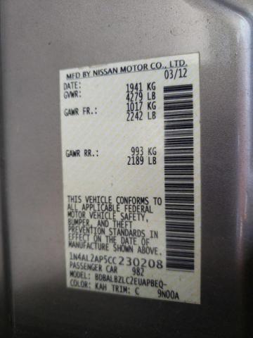 Photo 10 from auction – 2012 NISSAN ALTIMA BAS with VIN 1N4AL2AP5CC230208