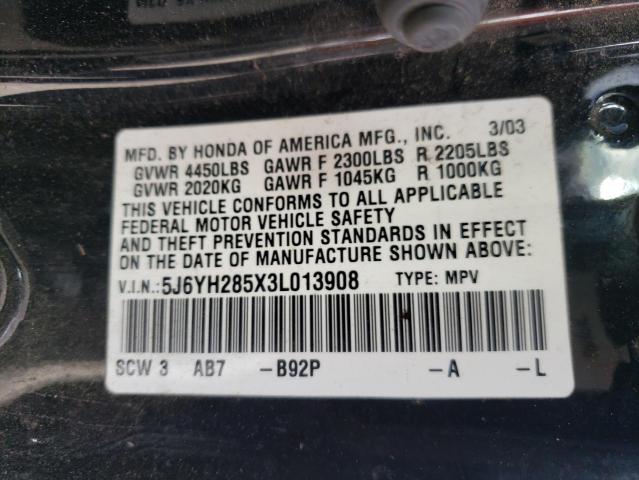 Photo 10 from auction – 2003 HONDA ELEMENT EX with VIN 5J6YH285X3L013908