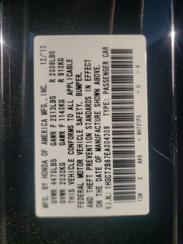 Photo 10 from auction – 2014 HONDA ACCORD EXL with VIN 1HGCT2B87EA004309