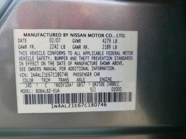 Photo 10 from auction – 2007 NISSAN ALTIMA 2.5 with VIN 1N4AL21E67C180746