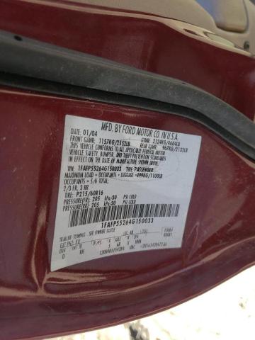 Photo 10 from auction – 2004 FORD TAURUS SES with VIN 1FAFP55264G150033