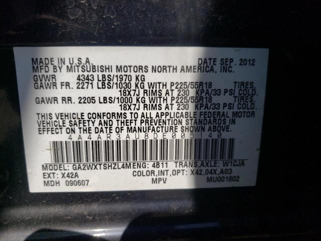 Photo 10 from auction – 2013 MITSUBISHI OUTLANDER with VIN 4A4AR3AU8DE005140