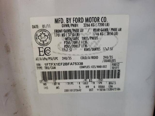 Photo 10 from auction – 2011 FORD F150 SUPER with VIN 1FTFX1EF2BFA75338