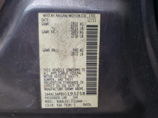 Photo 10 from auction – 2014 NISSAN ALTIMA 2.5 with VIN 1N4AL3AP8EC193258