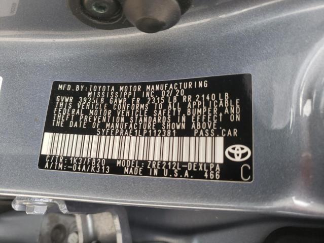 Photo 10 from auction – 2020 TOYOTA COROLLA LE with VIN 5YFEPRAE1LP112381