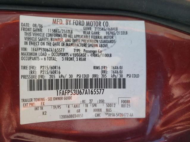 Photo 10 from auction – 2007 FORD TAURUS SE with VIN 1FAFP53U67A165577