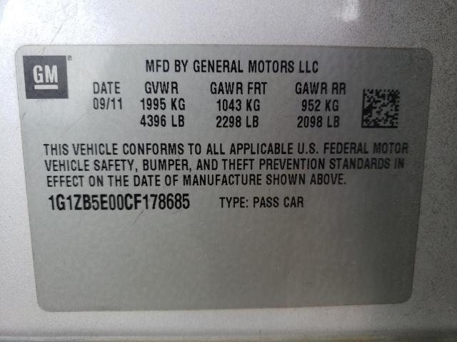 Photo 10 from auction – 2012 CHEVROLET MALIBU LS with VIN 1G1ZB5E00CF178685