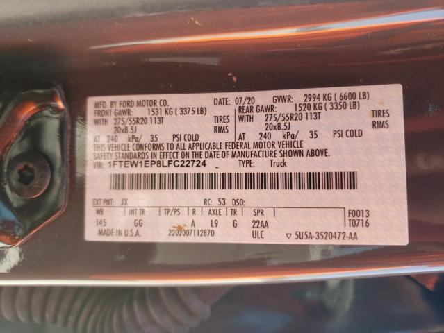 Photo 10 from auction – 2020 FORD F150 SUPER with VIN 1FTEW1EP8LFC22724