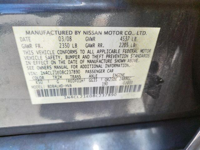 Photo 10 from auction – 2008 NISSAN ALTIMA HYB with VIN 1N4CL21E08C237890