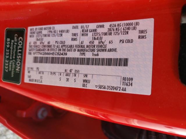 Photo 10 from auction – 2017 FORD F250 SUPER with VIN 1FT7W2B66HEC52439