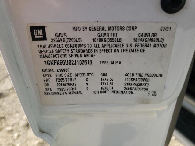 Photo 10 from auction – 2002 GMC DENALI XL with VIN 1GKFK66U02J102613