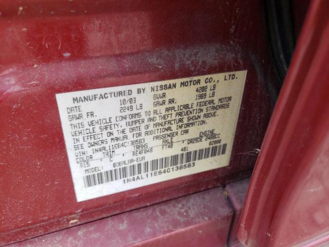 Photo 10 from auction – 2004 NISSAN ALTIMA BAS with VIN 1N4AL11E64C138583