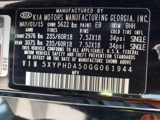 Photo 10 from auction – 2016 KIA SORENTO EX with VIN 5XYPHDA50GG061944