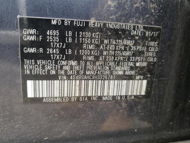 Photo 10 from auction – 2017 SUBARU OUTBACK 2. with VIN 4S4BSAHC9H3326781